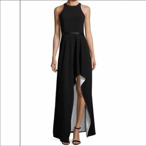 Halston Heritage black/white colorblock hi-low dress